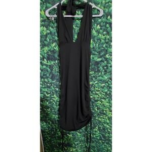 Black Backless Ruched Dress - M
